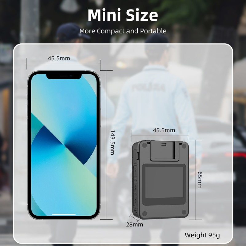 Mini Portable 2k 40MP UHD Body Worn Camera 1.54'' Screen IP65 Waterproof IR Night Vision Wifi Body Camera for Security Guard
