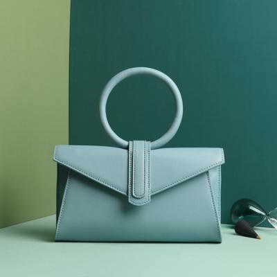 Bolsas de couro genuínas com alça Ring Handle Envelope Bag