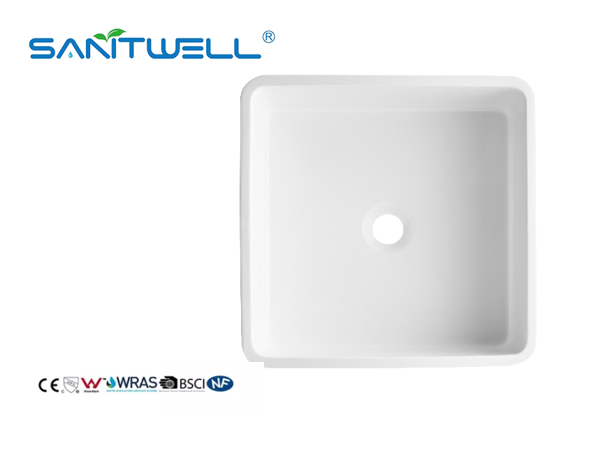 Уникальные модели SWT400 продают тазы оптом руки искусственного каменного OEM тазов приемлемые лоснистые белые прочные моя