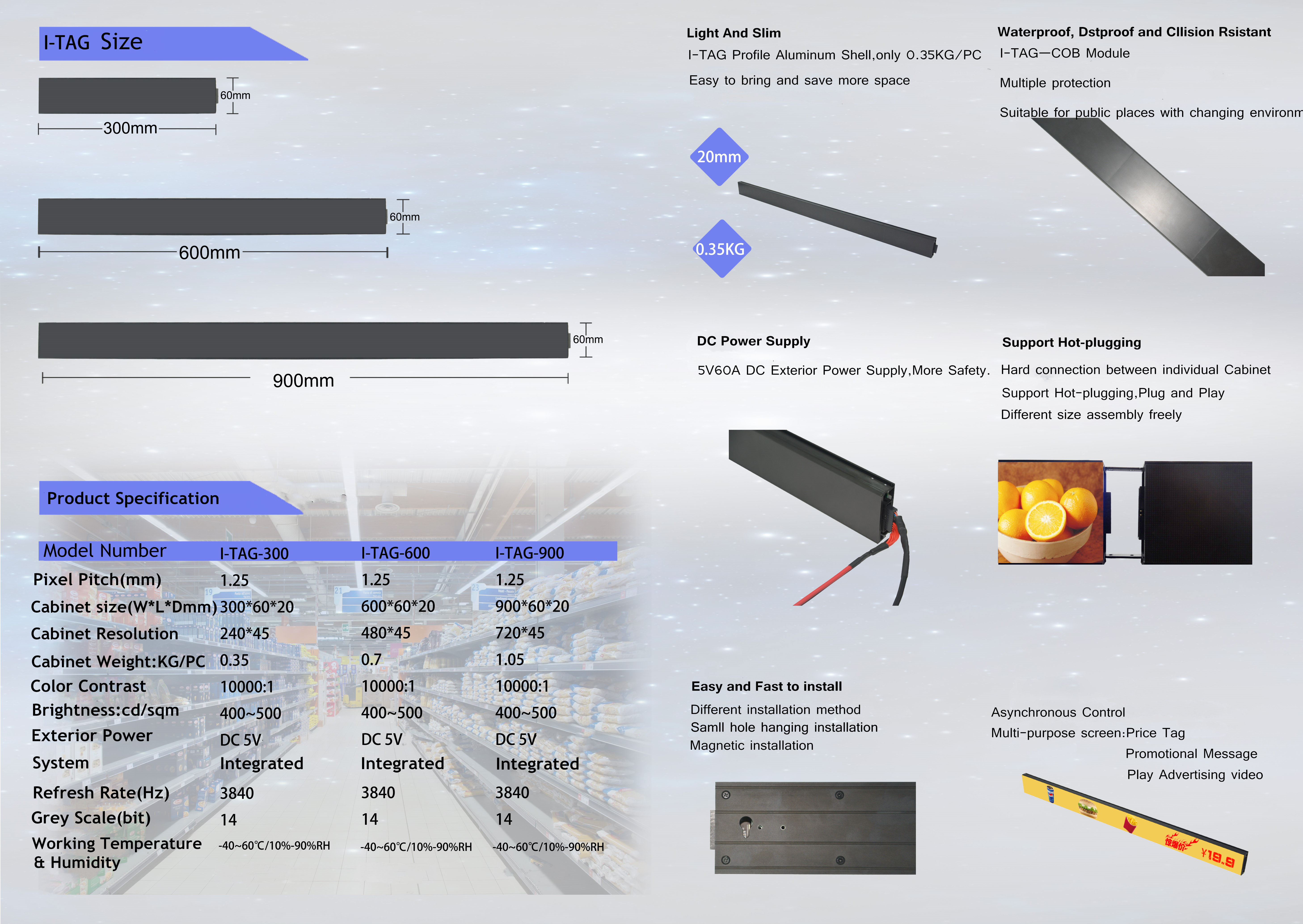 Крытый УДАР управление 1.25mm дисплея полки СИД одновременное и асинхронное