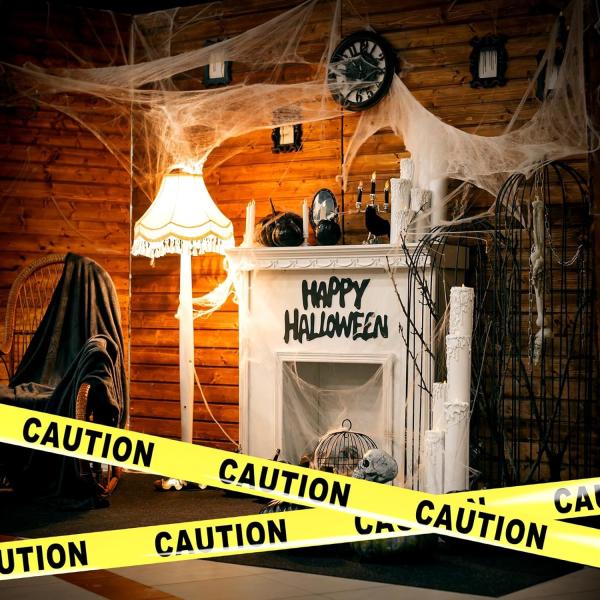 Biohazard High Visibility Tape Halloween Decoration Tape for Haunted Houses, Yard Décor, Parties | Caution