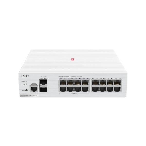 16-Port Gigabit Ruijie Switch With 2 SFP Slots Web Managed VLAN QoS Support