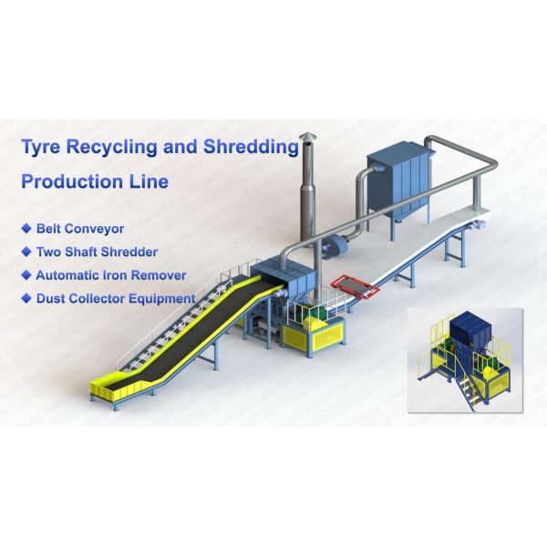 Two Shaft Car Tire Recycling Plant Waste Tyre Recycling Mchine Custom Color