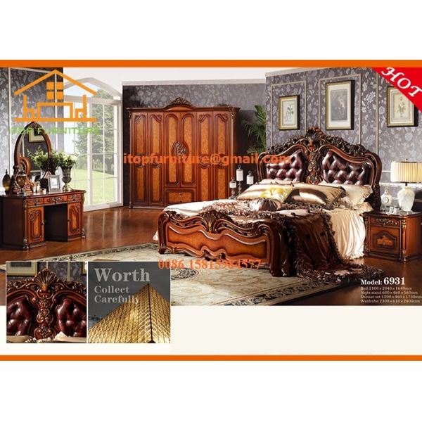Good quality antique cheap wood carving unique log luxury bedroom furniture sets