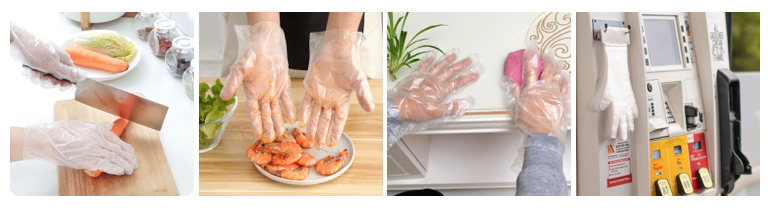 Practical high quality transparent disposable hdpe vinyl pe glove thickened disposable clear plastic gloves