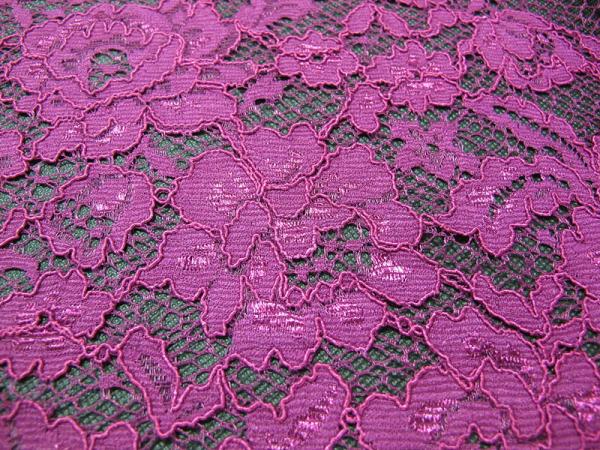 Elegant Purple Crochet Flower Lace Fabric Nylon Rayon Material For Garment