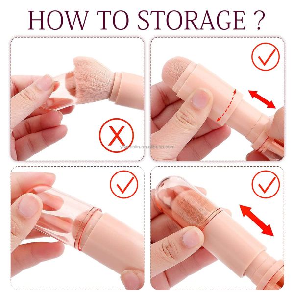 Organic Bamboo Travel Makeup Brushes Set Retractable Makeup Brush Set