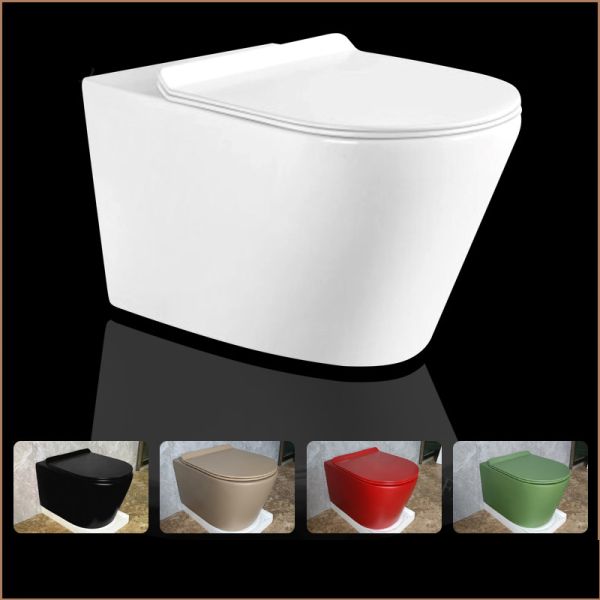 Heated Seat Black Color Hotel Ceramic Wall Mounted Toilet Bowl Bidet Wc Small Smart Toilet