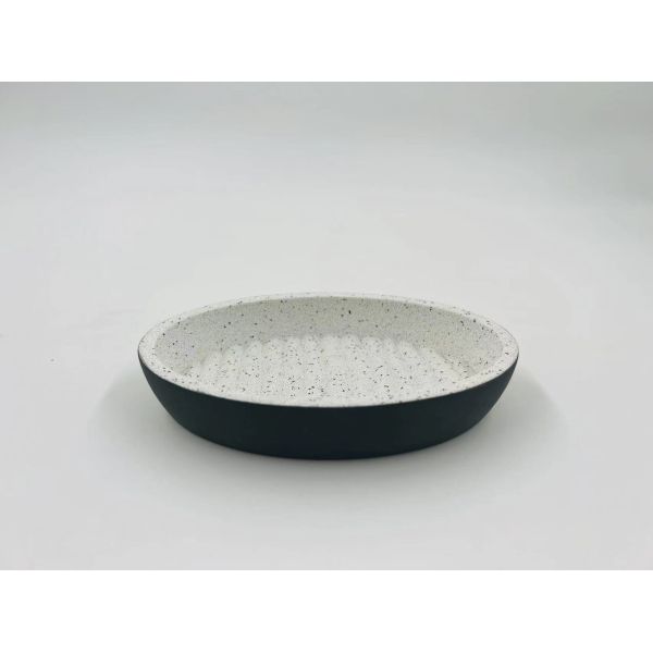 Accesorios de baño de cemento en blanco con letra negra y franja vertical con nervaduras dispensador de jabón para manos bomba limpiador de cepillos de baño