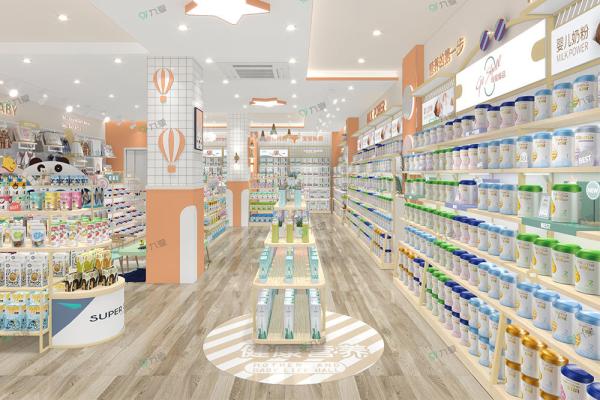 Energetic Milk Orange Style Baby Store Display Shelf