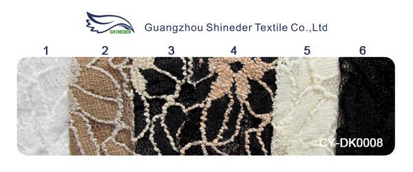 Black / White Knitted Elastic Lace Fabric For Lady Garment Sunflower Pattern CY-DK0008