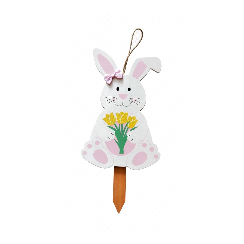 Custom Tulip Bunny Hanging Stake with OEM/ODM Customization for Seasonal Retail and Mature Craftsmanship