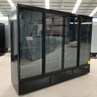 R290 tapan en color negro del refrigerador de cristal vertical de la puerta de la refrigeración por aire