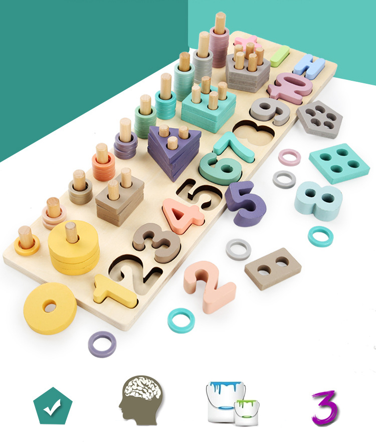 Геометрическая 14cm деревянная математика Montessori игрушки математики преграждает Preschool преподавательство