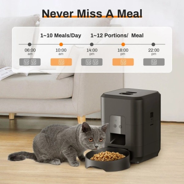 Portable Rechargeable Smart Pet Feeder 2L Automatic Pet Feeding Machine Wifi Remote Control