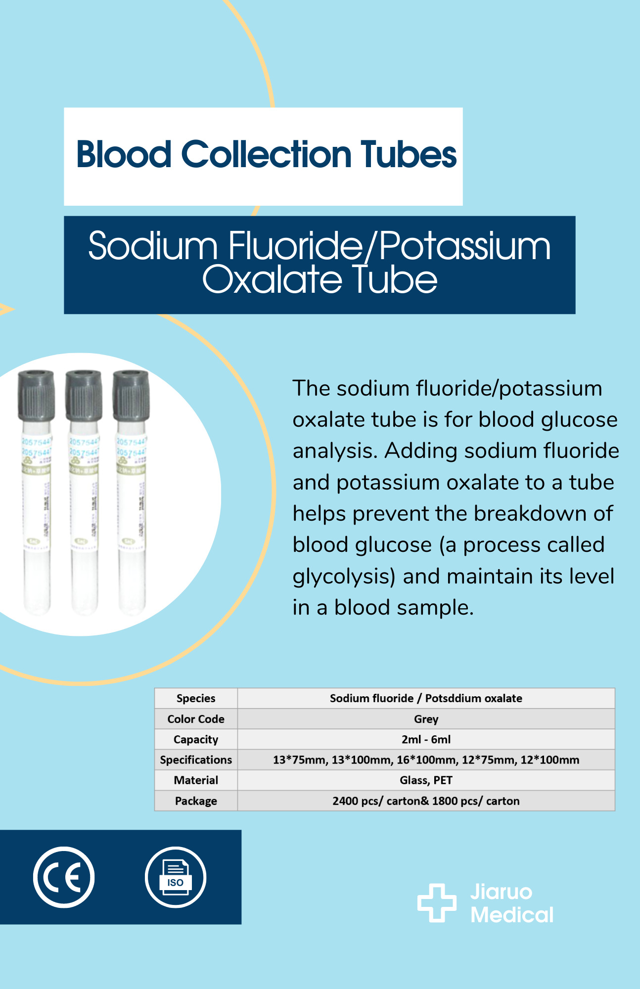 Gray Cap Sodium Fluoride Potassium Oxalate Tube For Blood Collection