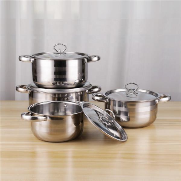 Wholesale 8pcs Soup Stock Pot Set Non Stick Stainless Steel 410 Pots Set with Lid