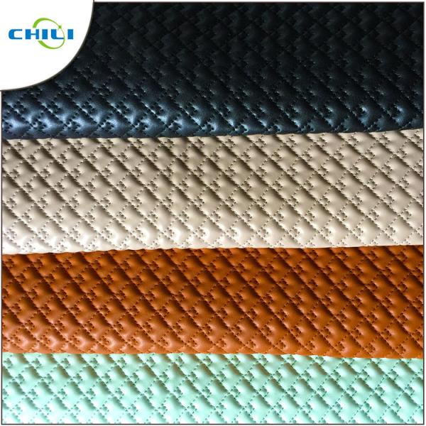 Patent Quilted Faux Leather Fabric Multi Color Abrasion Resistant Durable