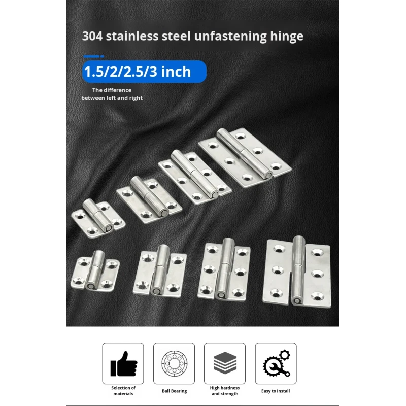 Xiongfeng Removable Detachable Stainless Steel Folding Door Hinge 4-Hole Bathroom Modern Simple Design Left/Right Loose Leaf No