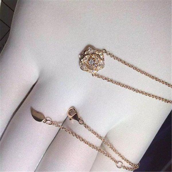 Luxury jewe factory Rose diamond  Necklace 18k gold  white gold yellow gold rose gold diamond Necklace