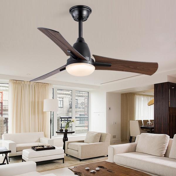 Ventilateur de plafond en bois de 42 pouces haute puissance 3 lames avec lumière et télécommande