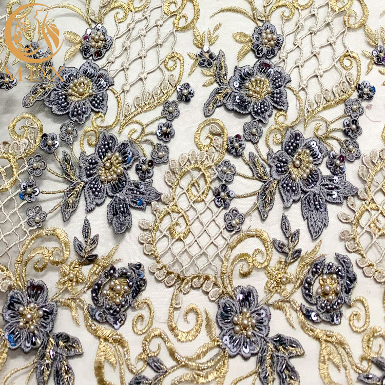 Multicolor ткань Applique 3D отбортовала шнурок вышивки для платья вечера