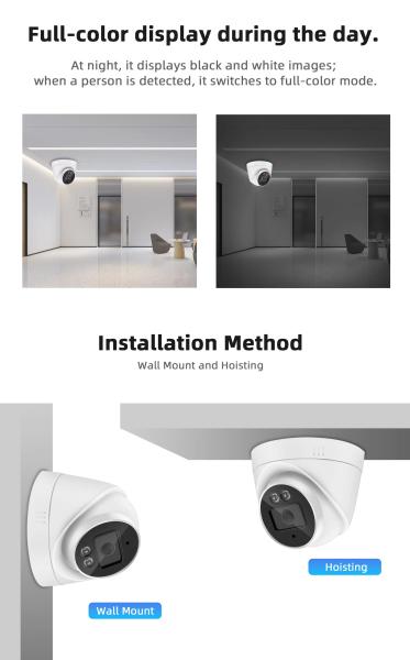 Caméra à double lumière infrarouge nocturne pleine couleur CCTV IP Sécurité Smart Camera Compatible Hik 4MP POE Caméra IP