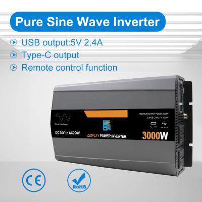Inversor solar de onda senoidal pura de 3000W, 12V/24V/48V CC a 110V/220V CA