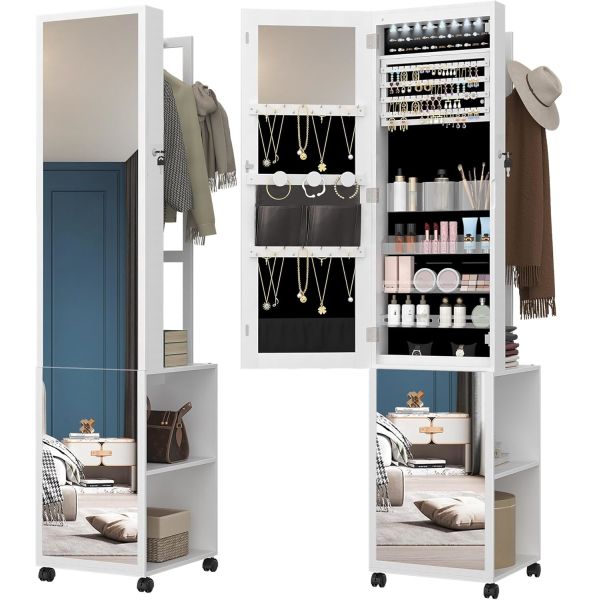 Cabinet de espejos de madera de longitud completa sin marco Cabinet de joyas de espejo moderno