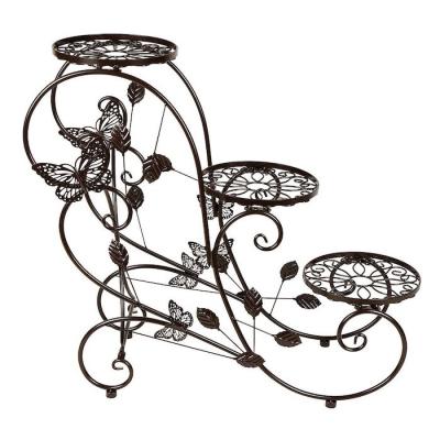 Suporte de potenciômetro Multilayer da flor do ferro da cremalheira do plantador do metal da pintura 26cm de Brown