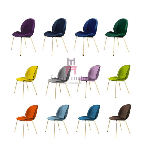 Красное голубое кресло для отдыха жука бархата, стулья столовой с ногами металла 