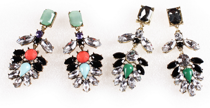Retro hit color flash diamond earrings gemstone earrings