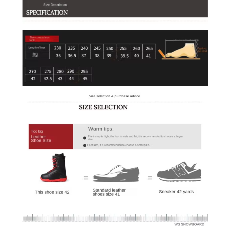 Durable Adult Custom Nylon Lace Snow Boots Shoes Footwear Fast Dry Ski Shoes with Snowboard Sports Features