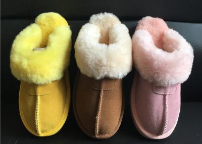 Ladies Genuine Sheepskin Slippers Mules Non Slip Hard Sole Womens winter Warm Slippers