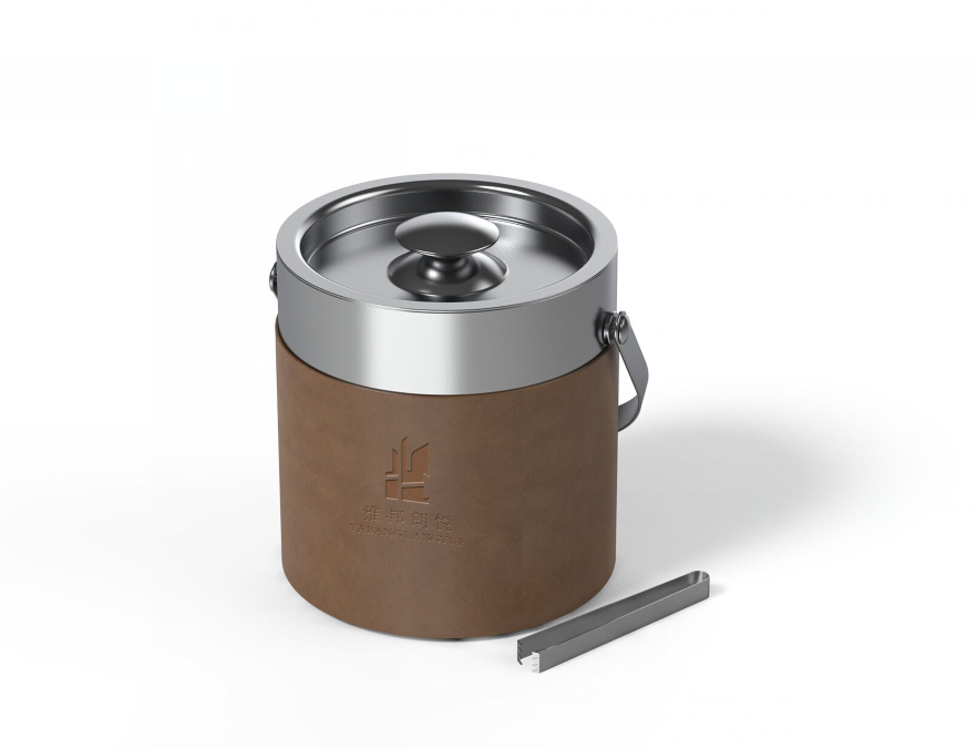 Нержавеющая сталь ведра льда собрания гостиницы с крышкой PU кожаной