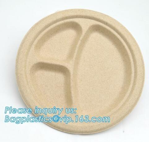 Biodegradable plate food grade green sugarcane bagasse plate,10 sugarcane ecofriendly disposable oval plate bagease pac