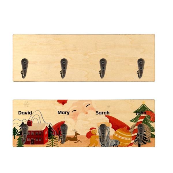 Plaque de porte-clés en bois rectangulaire à sublimation simple montée sur le mur avec des crochets pour l'impression photo à sublimation