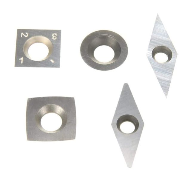 5Pcs Wood Turning Carbide Cutter Inserts Including Round / Square / Diamond Shape For DIY Lathe