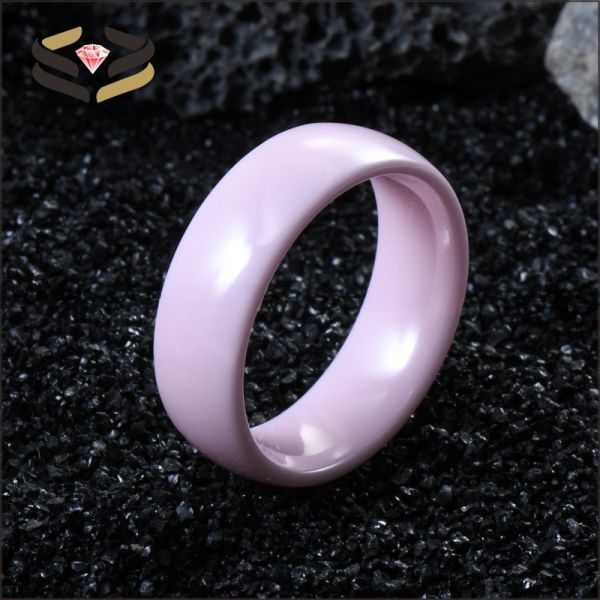 Anillos de cerámica rosa de 4 mm/6 mm/8 mm para hombre y mujer con tasación de terceros