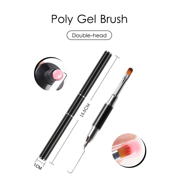 17cm Length Dual Professional Nail Art Gel Brush Set with Pure Color and Kolinsky Hair