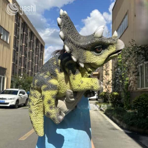 Festival Silicone Dinosaur Hand Puppet With Rust Proof Steel Frame