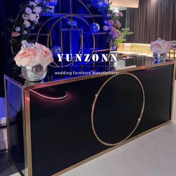 Modern New Wedding Furniture Gold Stainless Steel Acrylic Party bar Table Counter