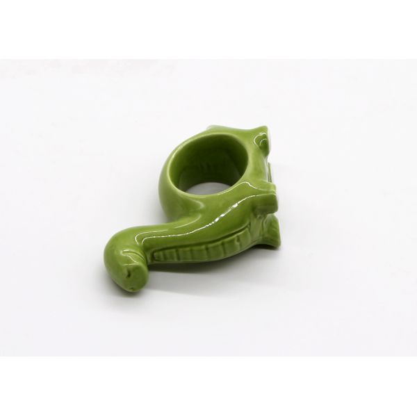 Green Dinosaur Ceramic Napkin Rings Wedding Party Decoration Handmade Dolomite Material