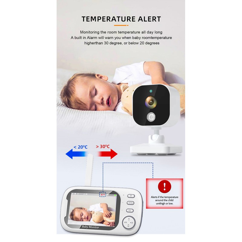 Smart Baby Pet Monitor Surveillance Camera 3.5 Inch LCD Screen 2.4G Wireless Transmission Real Time Monitoring Two-Way Audio