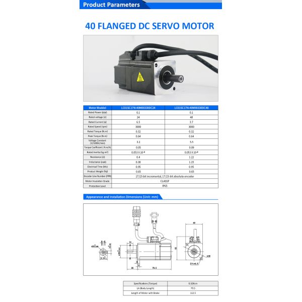 Lichuan DC Servo Motor Drivers Kit DS2-10P/R/C/E Low Voltage 100W 0.32N.m 24/48V 3.7/6.5A 3000RPM IP65