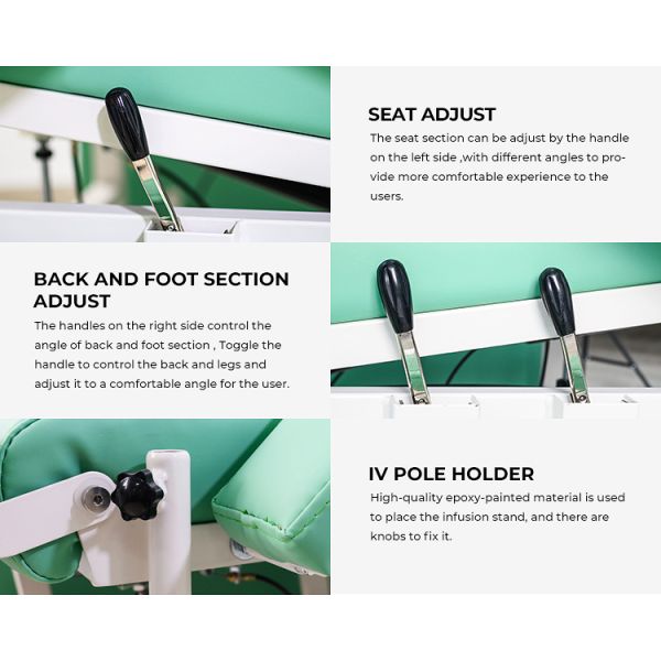 Mobile Medical Blood Collection Chair With Adjustable Backrest and Legrest