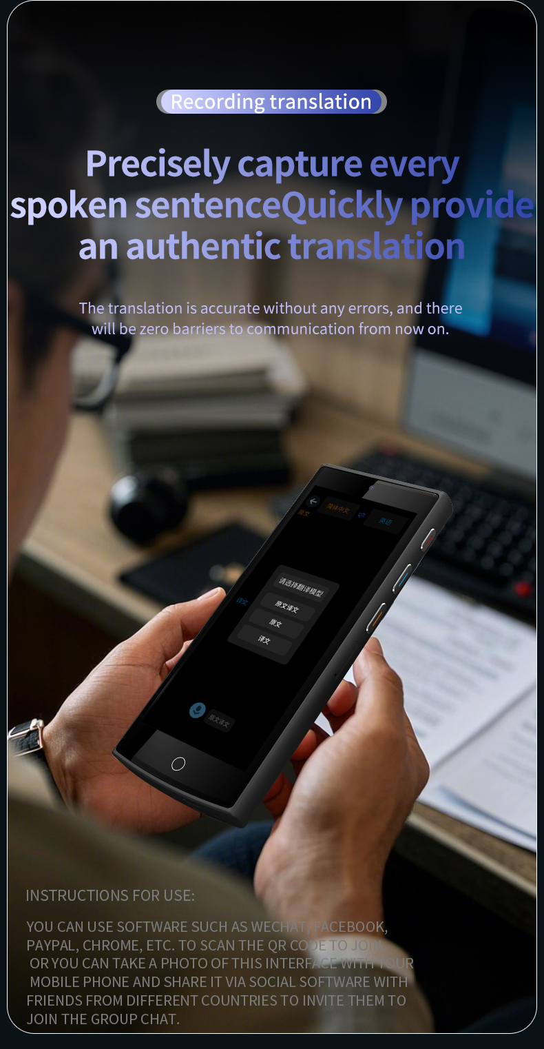 ChatGPT 4G Simcard Translator Instant Two Way Smart Voice Translator Device 142 Languages