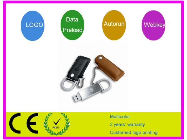 2GB, 4GB, memoria USB AT-030H del cuero del OEM 8GB