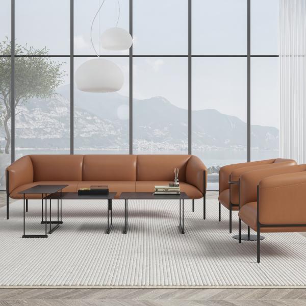 B.one PU Leather Office Waiting Room Sofa , Custom Size Office Lounge Couch