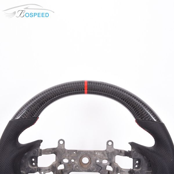 Black Honda Perforated Leather Steering Wheel Carbon Fiber High Gloss